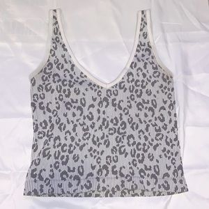 Aura brand sports bra/tank top grey cheetah print